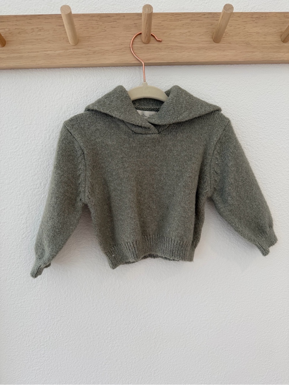 Rylee + Cru Olive Green Knit Sweater with Sailor Collar 6-12m